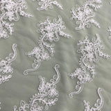 Corded Bridal Lace Fabric - Embroidered Polyester Net Mesh, Approximately 54" Width (1 Yard)