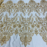 Beaded Corded Bridal Lace Fabric 51" Wide