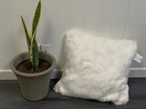 Renne Pillow Collection Sheepskin Fabric - White, Tip Dye Gray, 20" X 20" (1 Pillow)
