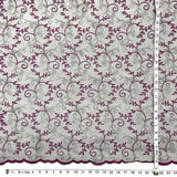 Embroidered Lace Fabric on Polyester Net Mesh 52"