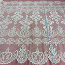 1 yarda de tela de encaje nupcial con cuentas y cordones para vestidos elegantes blanca