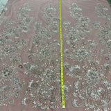Beaded Lace Fabric on Polyester Net Mesh