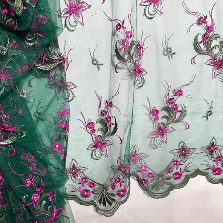 Beaded Lace Fabric Embroidered on 100% Polyester Net Mesh