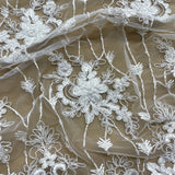 Beaded Corded Bridal Lace Black