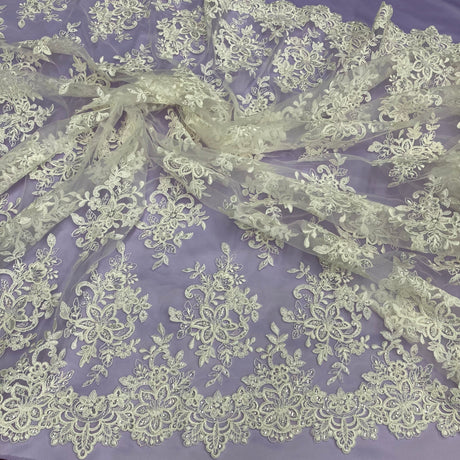 Beaded Corded Bridal Lace Fabric 54"