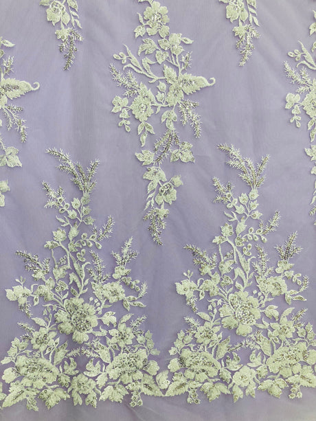 Beaded Sequined Lace Fabric