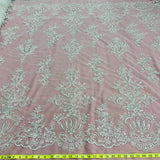 Beaded Lace Fabric on Polyester Net Mesh