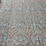 Bridal Lace Fabric Corded Embroidered 48"