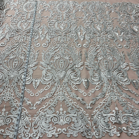 Bridal Lace Fabric Corded Embroidered 48"