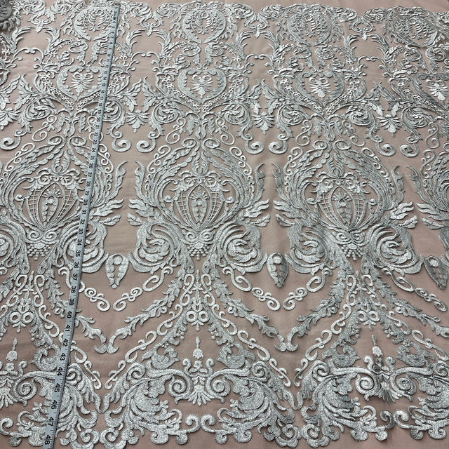 Bridal Lace Fabric Corded Embroidered 48"