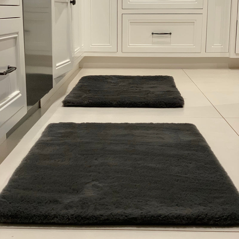 Faux Fur Rug Fabric - Charcoal Gray, 2' X 3' (1 Piece)