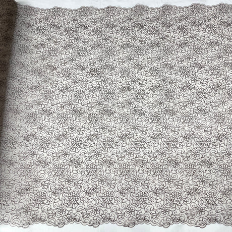 Corded Bridal Lace Fabric - Embroidered Polyester Net Mesh, 53" Width (1 Yard)