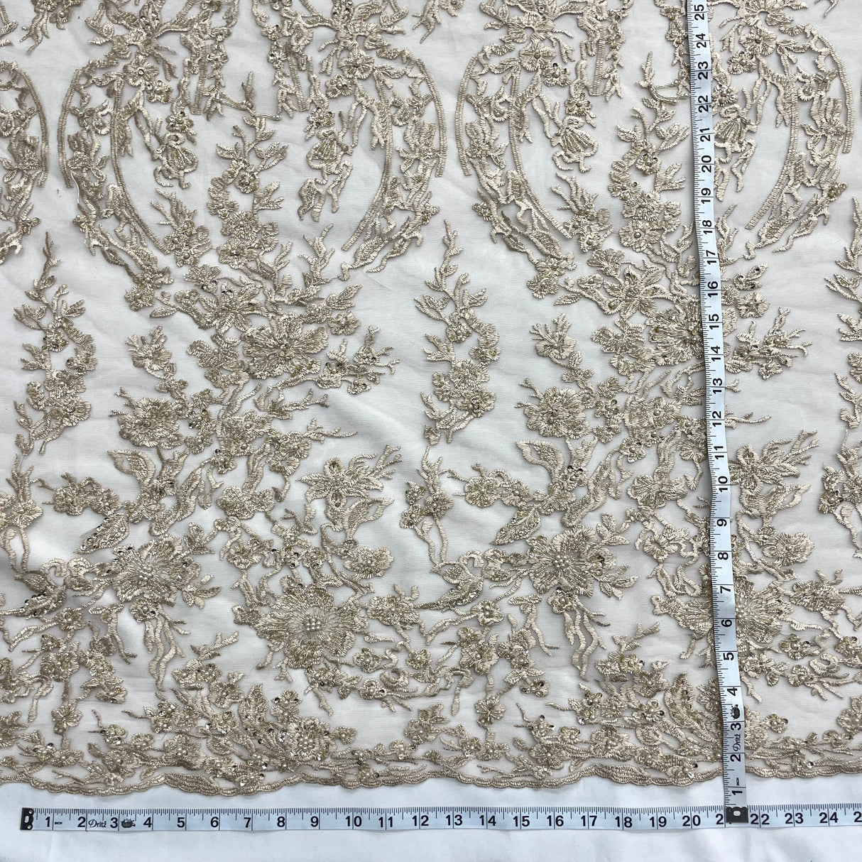 Beaded Lace Fabric Embroidered on 100% Polyester Net Mesh