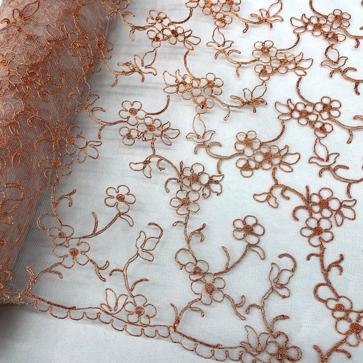 Corded Bridal Lace Fabric 54" Polyester Net Mesh