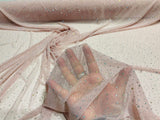 Sheer All Over AB Rhinestones Stretch Power Mesh Fabric - Colorful Rhinestone Embellishment, 58IN WIDTH (1 Yard)