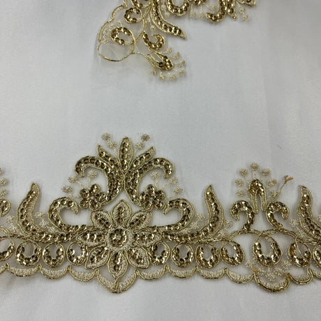 Beaded Corded Floral Lace Trim