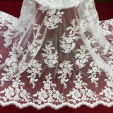 1 Yard Corded Bridal Lace Fabric Embroidered on Polyester Net Mesh 54 inch Width