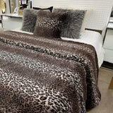 Leopard Cheetah Jaguar Animal Print Faux Fur Fabric - Brown Animal Print, 104" X 93" (Cal King/Eastern King)