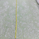 1 Yard Beaded Lace Fabric Embroidered on 100% Polyester Net Mesh