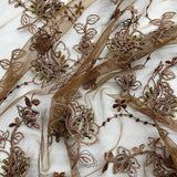 Beaded Corded Bridal Lace Fabric