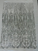 Paisley Sequin Design 4 Way Stretch Mesh Fabric - Nude Paisley Embroidered Iridescent Sequins, 48-50" Width, 36" Length (1 Yard)