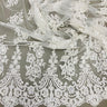1 Yard Beaded Corded Lace Fabric Embroidered on 100 Percent Polyester Net Mesh 52 Inch Width