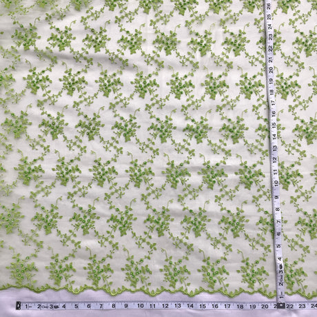 Beaded Lace Fabric on Polyester Net Mesh 53"