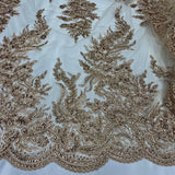 Beaded Corded Bridal Lace Fabric