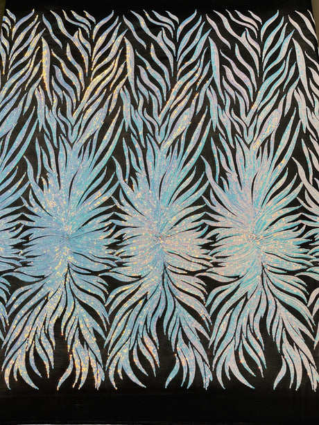Phoenix Sequin Feather Polyester Fabric - Iridescent Flame Design, 54" Width (1 Yard)