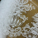 Beaded Lace Fabric Embroidered on Polyester Net Mesh