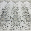 Beaded Lace Fabric on Polyester Net Mesh