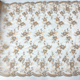 1 Yard Embroidered Lace Fabric on Polyester Net Mesh Ivory Silver for Bridal and Evening Gowns – 51"