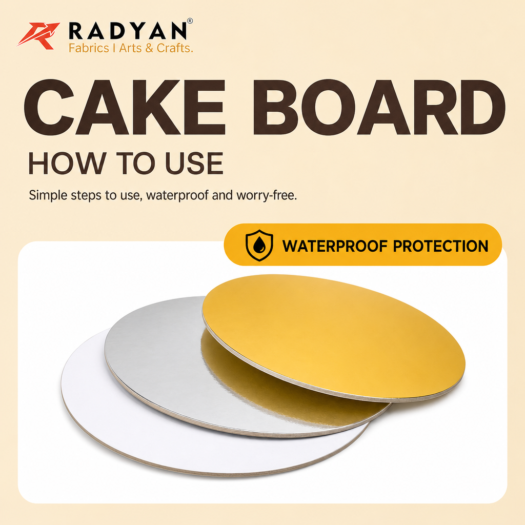 RADYAN 3mm Thick Round Cake Drum Board, Premium High-Density Hard Cardboard Cake Base for Tiered Cake Display