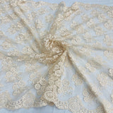 1 Yard Corded Bridal Lace Fabric Embroidered 100 Percent Polyester Net Mesh 50 inch Width