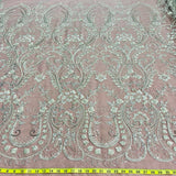 Beaded Lace Fabric on Polyester Net Mesh