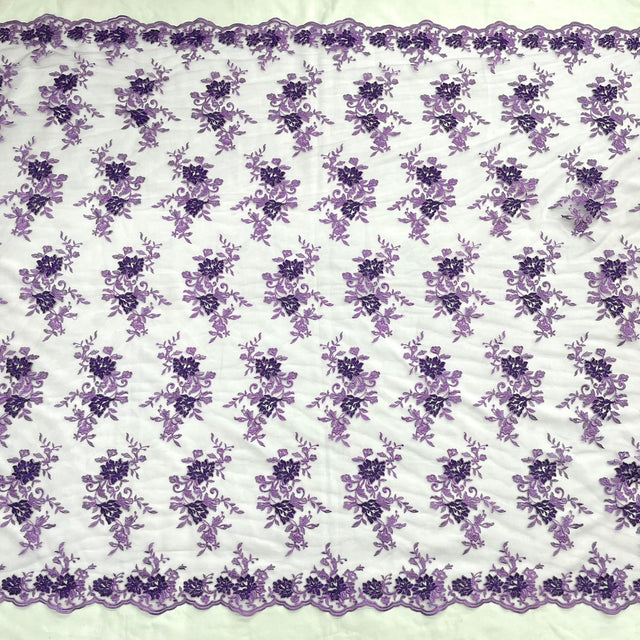 Corded Floral Lace Fabric Ivory