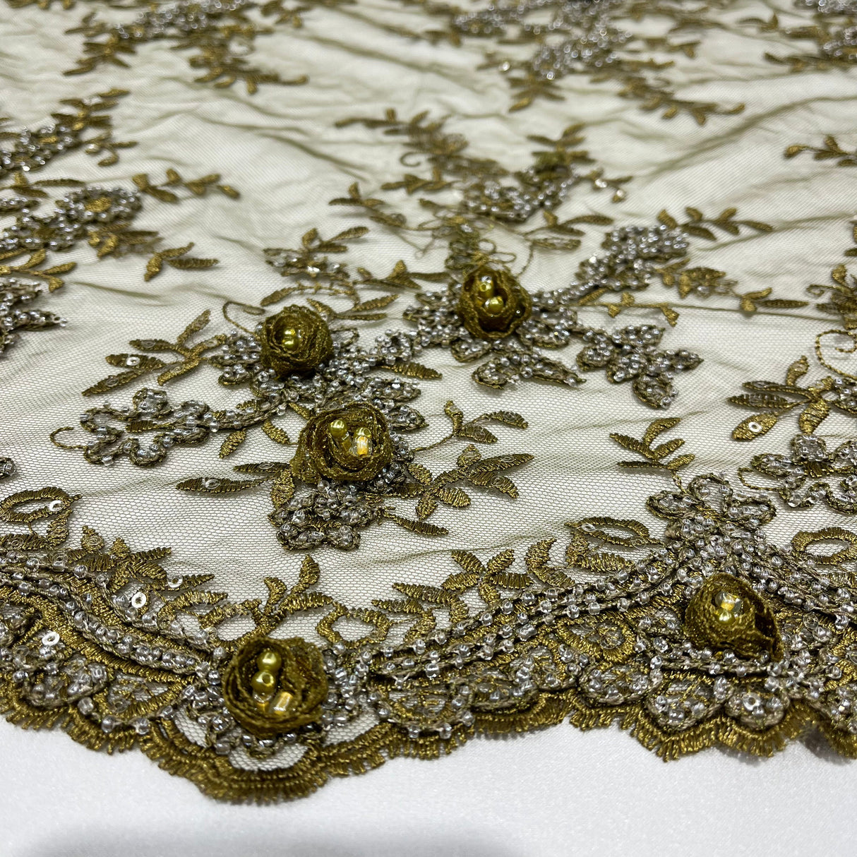 Beaded 3D Floral Lace Trim
