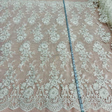 Beaded Corded Bridal Lace Fabric 53"