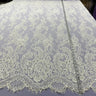 Beaded Chantilly Lace Fabric with Eyelash Scallop, Off White, 3 Yards x 56"