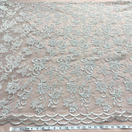 Beaded Corded Bridal Lace Mesh