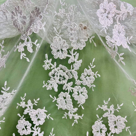 Beaded Corded Bridal Lace Mesh