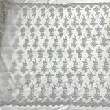 1 Yard Silver Corded Bridal Lace Fabric Embroidered on Polyester Net Mesh for Couture Wedding and Evening Gowns – 54"