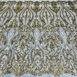 Beaded Lace Fabric Embroidered On 100 Percent Polyester Net Mesh - Gold, Silver, 54" Width (1 Yard)