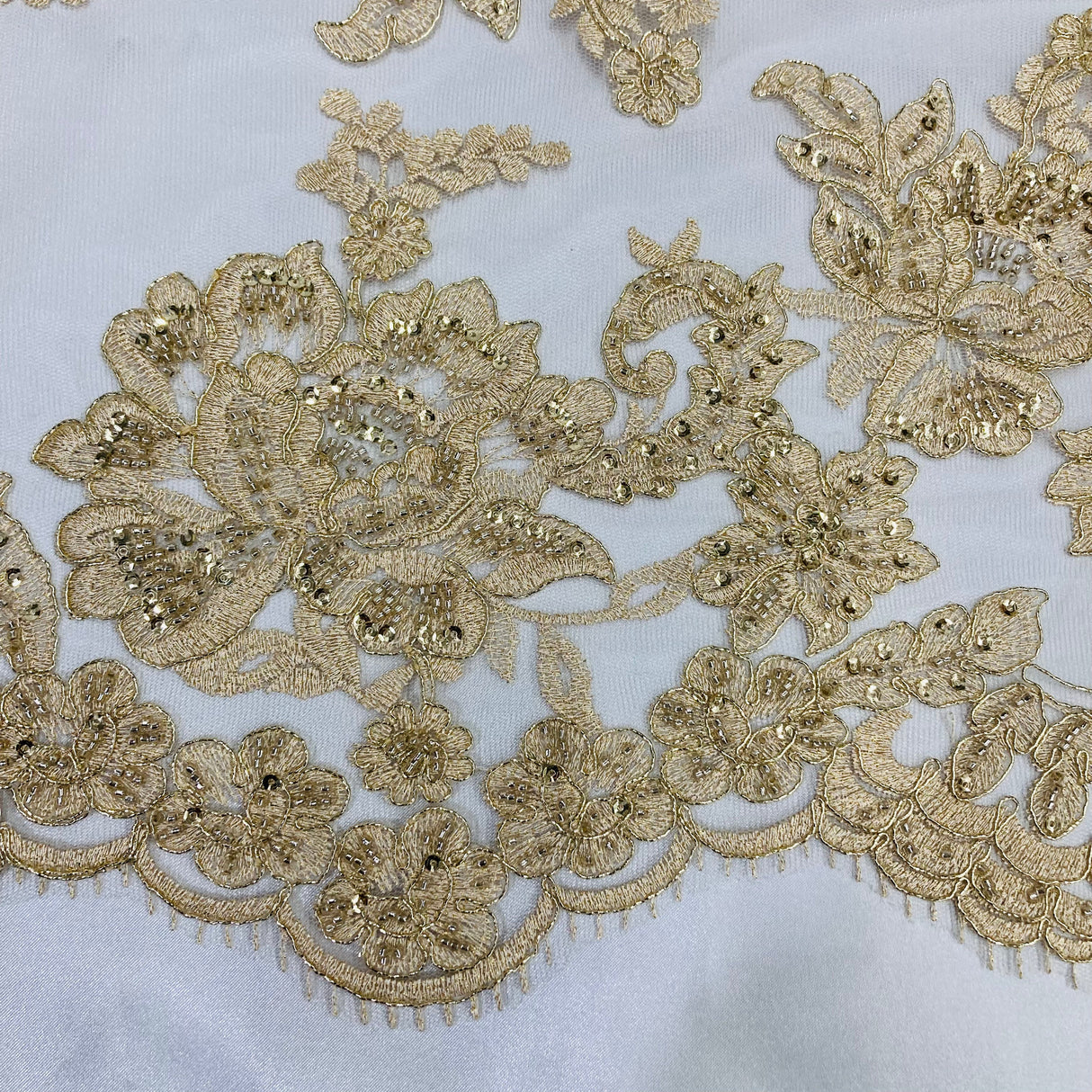 Beaded Floral Lace Trimming