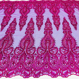 Beaded Lace Fabric on Polyester Net Mesh