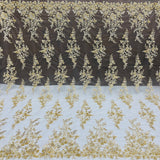 Beaded Sequined Lace Fabric 100% Polyester Net Mesh 52"
