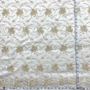 1 yarda de tela de encaje nupcial con cordones bordada sobre malla de red 100% poliéster | Lace USA - 95575W - Verde lima - 52" de ancho