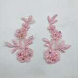 Beaded Corded Floral Lace Applique 4" x 2"