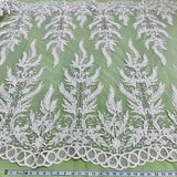 Exquisite Bridal Elegance Beaded Corded Embroidered Lace Fabric - White, Ivory, Silver, Gold, 51" Width (1 Yard)