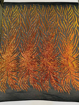 Phoenix Sequin Feather Polyester Fabric - Iridescent Flame Design, 54" Width (1 Yard)